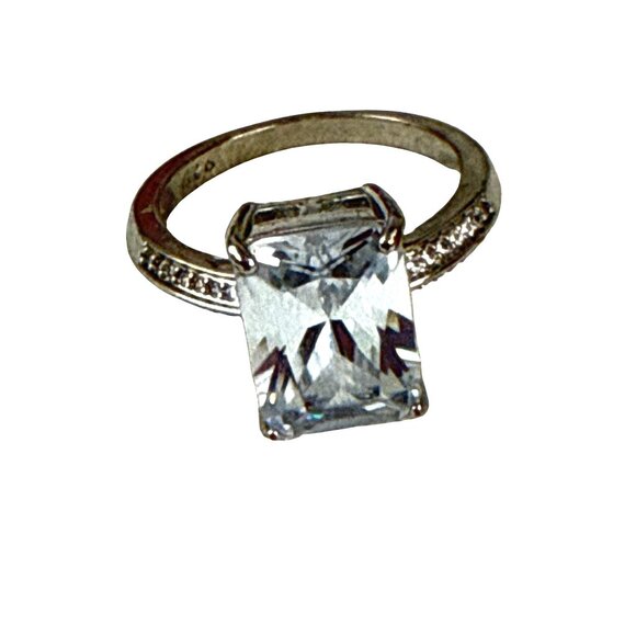 Sterling Silver 925 CZ Engagement Ring Style Size 10 Princess Cut Solitaire Spar - Picture 3 of 7